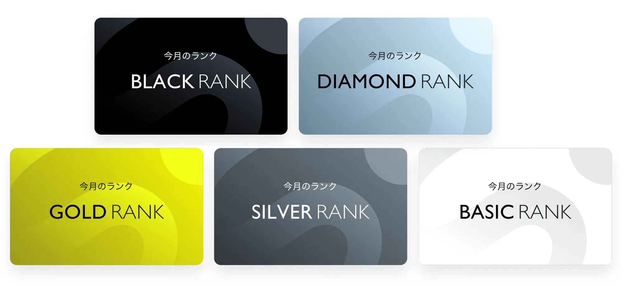 各ランクのカードデザイン